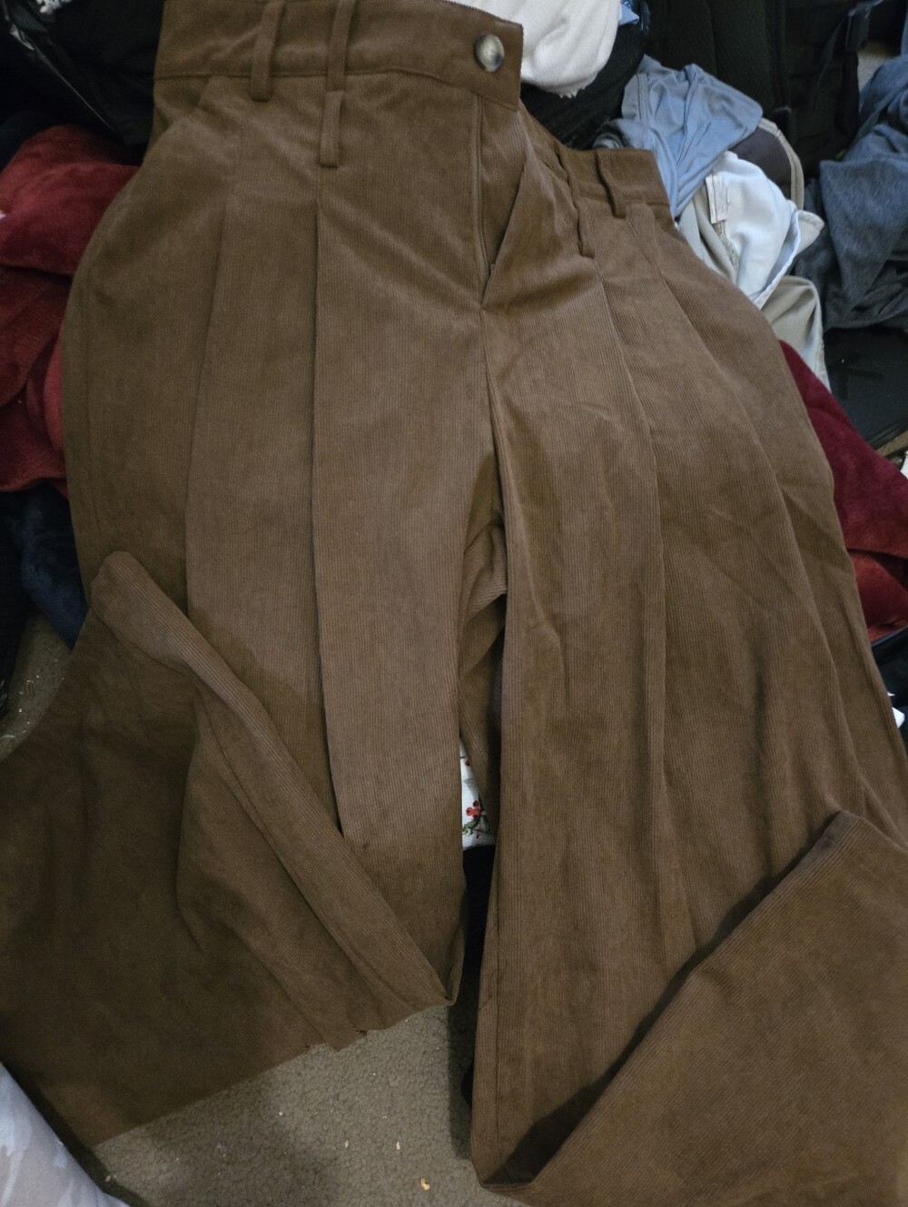 Women’s High-Waist Brown Corduroy Trousers